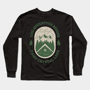 The Adventure Begins Camp Crystal Lake Retro Halloween Design Long Sleeve T-Shirt